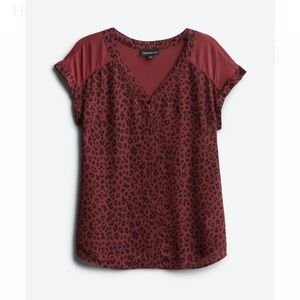 Fortune + Ivy burgundy animal print top size small gently used